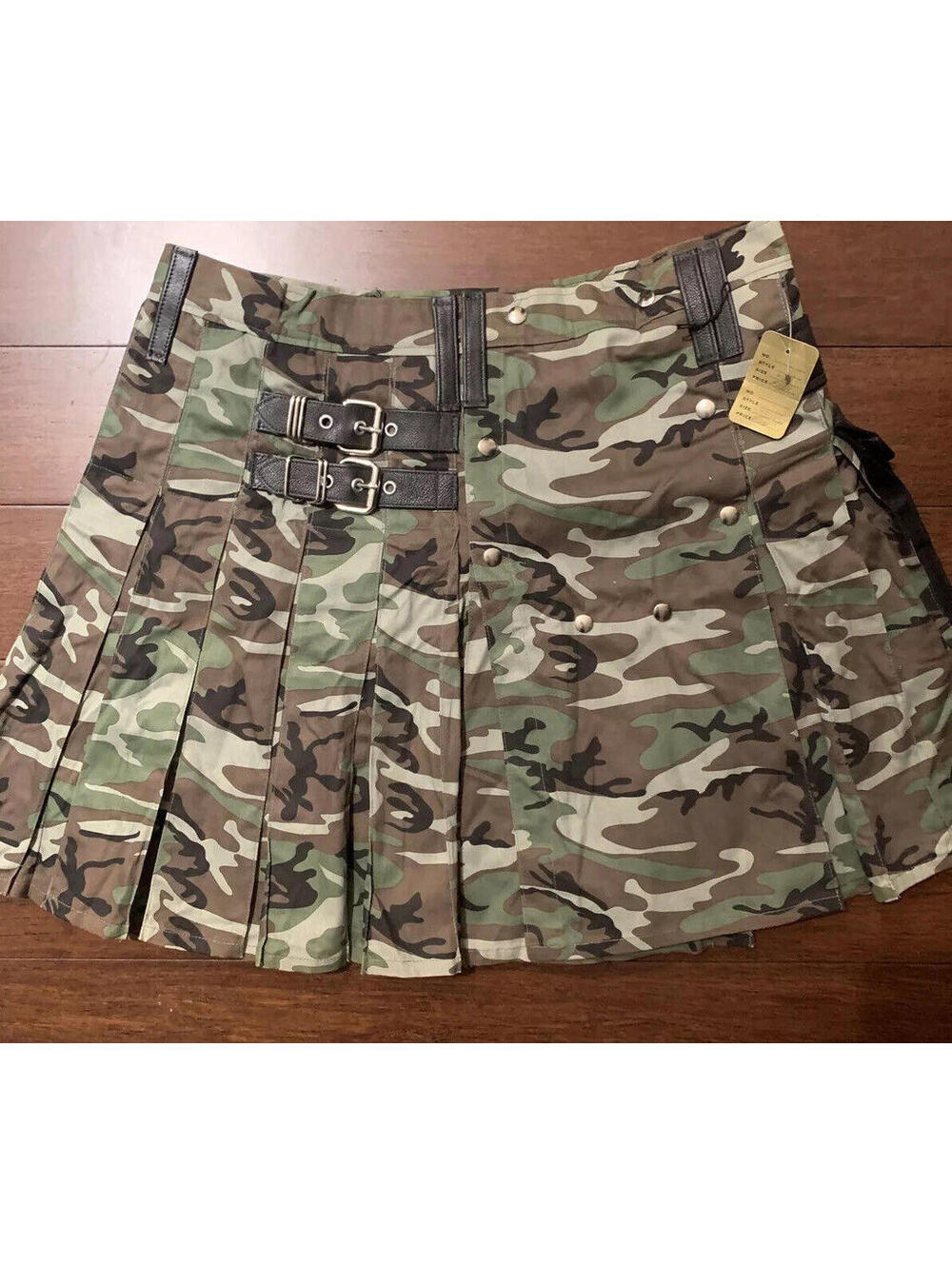 CAMOUFLAGE CANVAS Men’s Custom LEATHER Kilt MACLEO SAN DIEGO Size 40 New